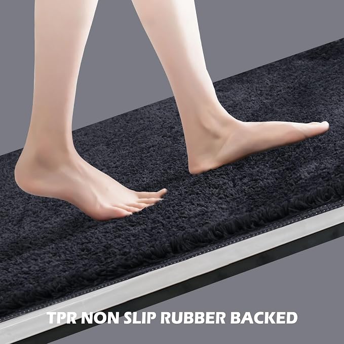 Bathroom Rugs Sets 3 Piece with Toilet Seat Cover 17.5"x 15" | Machine Washable Bath Rug Set with Tpr Non Slip Rubber Backing Solid Bath Mat Set for Luxury Bathroom Decoration