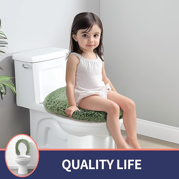 Soft Microfiber Toilet Seat Cover 17.5" x 15" Machine Washable | Solid Toilet Lid Cover Adjustable Rubber Backing Fits Most 16 -17.5" L x 14-16" W Round Oblong and Elongated Toilet Seat