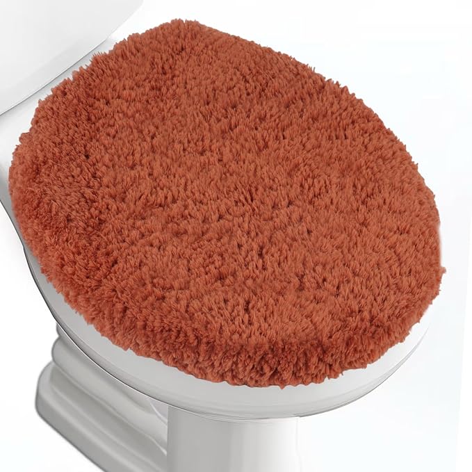 Soft Microfiber Toilet Seat Cover 17.5" x 15" Machine Washable | Solid Toilet Lid Cover Adjustable Rubber Backing Fits Most 16 -17.5" L x 14-16" W Round Oblong and Elongated Toilet Seat
