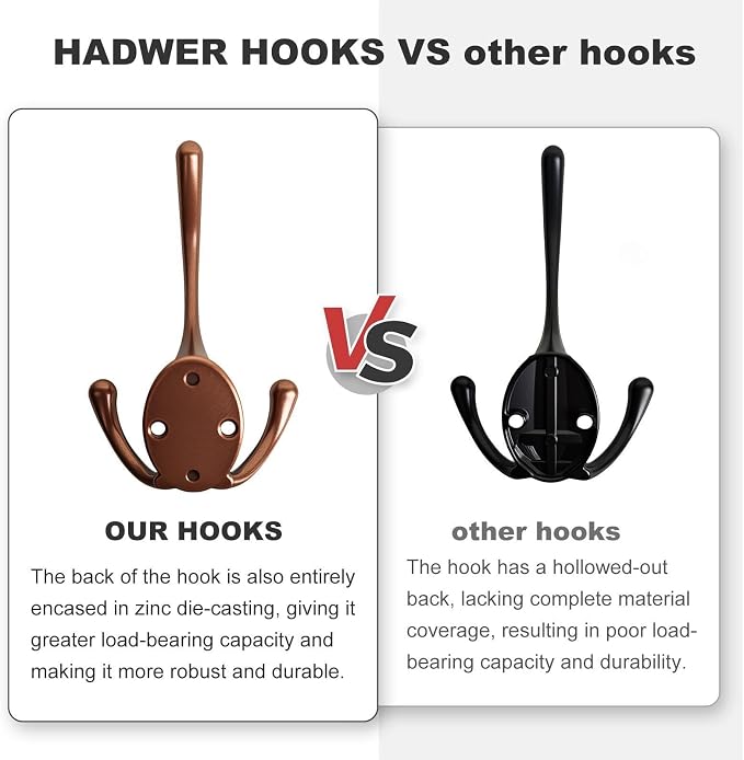 Wall Mounted Coat Hooks 5 Pack Heavy Duty Black Hardware Robe Hooks Decorative for Single Hanging Coats Towel Cubicle Classroom Kitchen Bath Backpack Hat Hook
