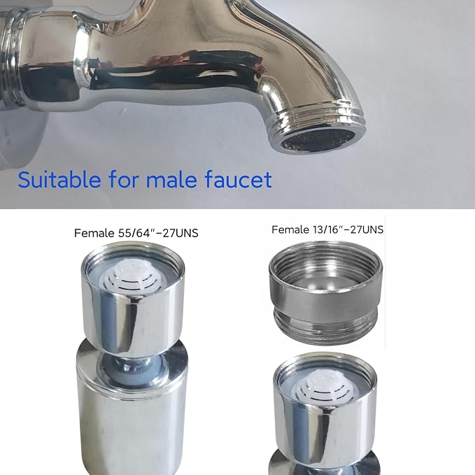 Big Angle Rotate Kitchen Sink Faucet Aerator,kitchen faucet nozzle aerator,faucet extender, 360 degree swivel sprayer for sink tap head.(80° Angle 3 adapters)