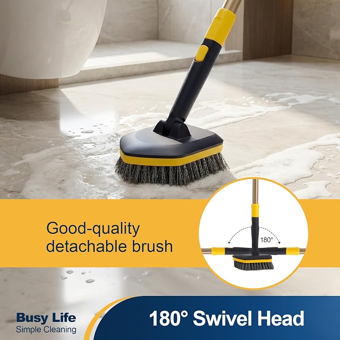 Yocada Tub Tile Scrubber Brush 2 in 1 Cleaning Brush 4*Scouring Pads 58.2" (Pack of 2)