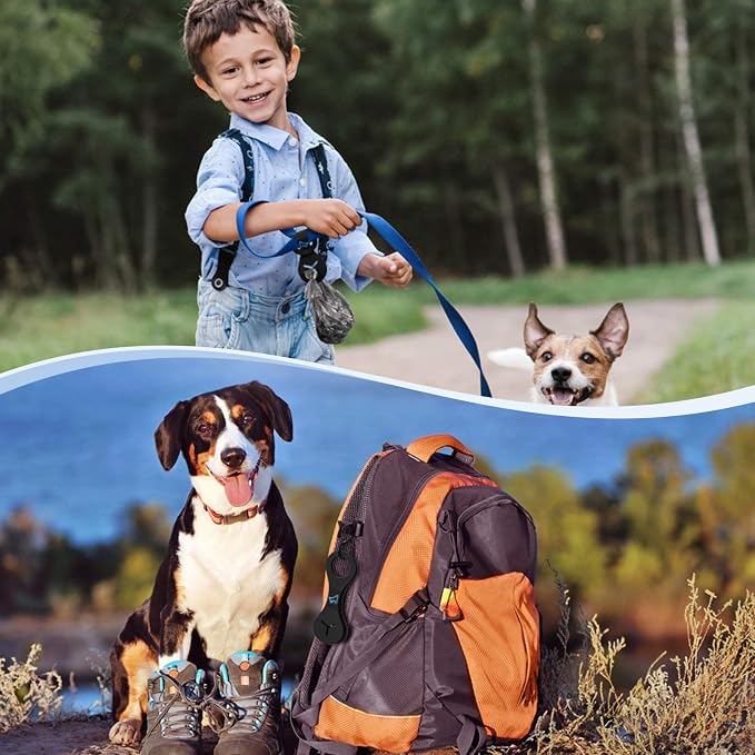 Dog Poop Bag Holder for Leash Waste Bag Carrier Dog Poop Bag Dispenser for Walking Running Bicycle Accessory 4 pieces (Blue)