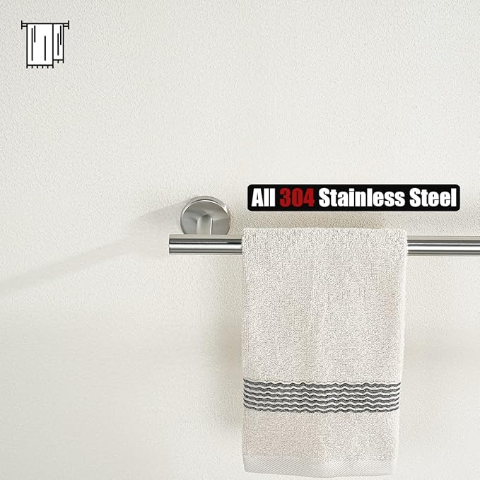 JQK Bath Towel Bar, 27 Inch 304 Stainless Steel Thicken 0.8mm Towel Rack Bathroom, Towel Holder Brushed Finished Wall Mount, Useable Length 24 Inch, TB110L24-BN