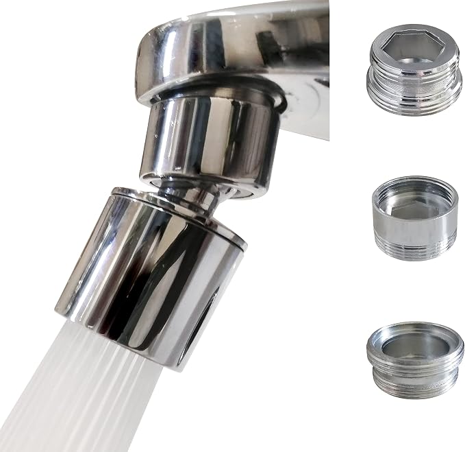 Rotate Sink Faucet Aerator,kitchen bathroom faucet nozzle aerator,faucet extender, 360 degree swivel sprayer for sink tap head. (20° Angle 3 adapters)