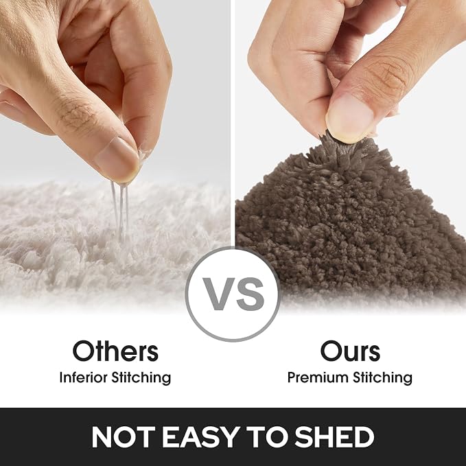 HOMEIDEAS Bathroom Rugs Sets 2 Piece, Super Soft and Absorbent Non Slip Microfiber Machine Washable Bath Mat Set (20" x 32" + 16" x 24", Brown) | Ultra Absorbent, Microfiber Machine Washable Bath Rug Set, for Bathroom, Tub, Shower 20" x 32" + 16" x 24"
