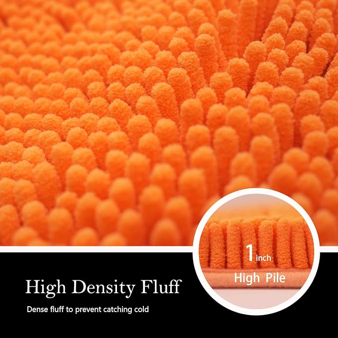 Bathroom Rugs Chenille Bath mat 2 Piece Set, Super Absorbent, Strong PVC Non Slip Backing, Bath mats for Bathroom, Plush Shaggy, Thick, Machine Washable, Bathtub, Shower, Toilet.(Orange)