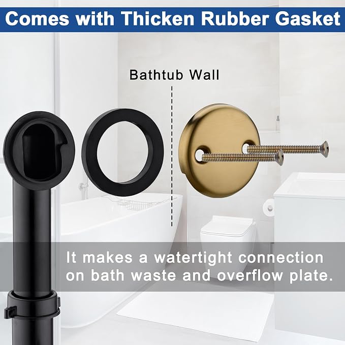 Brass Bathtub Drain Kit, Lift and Turn Tub Drain Kit with Two-Hole Tub Overflow Faceplate, Champagne Bronze