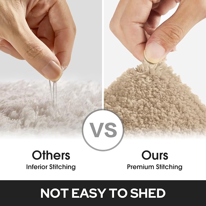 HOMEIDEAS Bathroom Rugs Sets 2 Piece, Super Soft and Absorbent Non Slip Microfiber Machine Washable Bath Mat Set (20" x 32" + 16" x 24", Beige) | Ultra Absorbent, Microfiber Machine Washable Bath Rug Set, for Bathroom, Tub, Shower 20" x 32" + 16" x 24"
