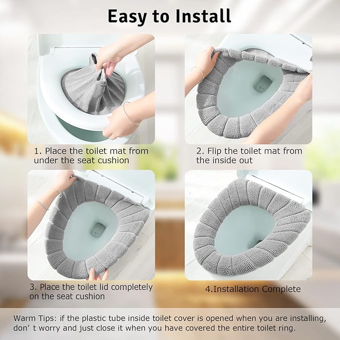 Legigo 5 Pack Toilet Seat Cover, Soft Toilet Seat Warmer Pads for Bathroom | Warmth, Comfort & Easy to Install, Toilet Seat Cushion Covers, Washable and Stretchable