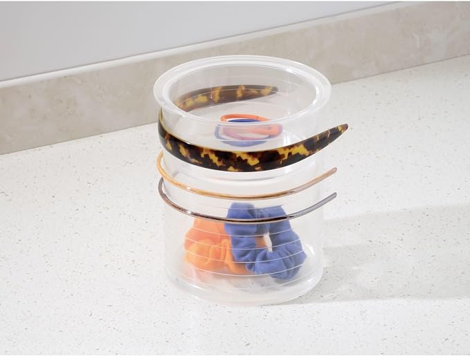 iDesign Clarity Collection Hair Accessories Organizer Canister, Clear | 6" x 6" x 7"