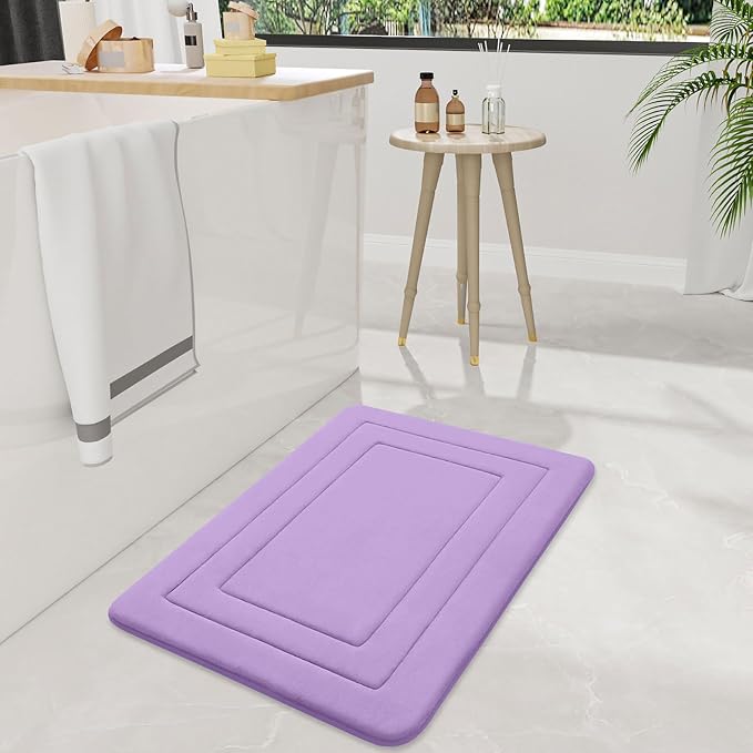 Arotive Memory Foam Bathroom Rug Mat 47x20, Ultra Soft and Absorbent Bath Mat, Machine Wash Dry, Comfortable Bath Rug Carpet for Bathroom Floor, Tub and Shower, Lavender