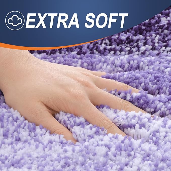 OLANLY Bathroom Runner Rug 47x17, Extra Soft Absorbent Microfiber Bath Rugs | Violet, Non-Slip Quick-Drying Rubber Backing, Washable Long Bath Mat for Floor, Tub and Shower, Home Decor