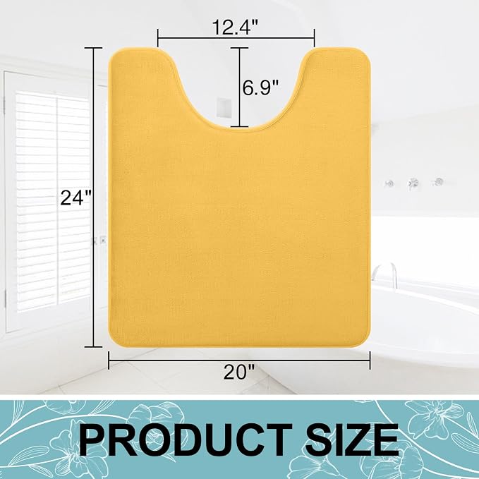 Smiry Memory Foam Toilet Rugs 24x20, Extra Soft Absorbent Bathroom Rugs | Yellow, Quick Dry Machine Washable Non-Slip Contour Bath Mat for Toilet