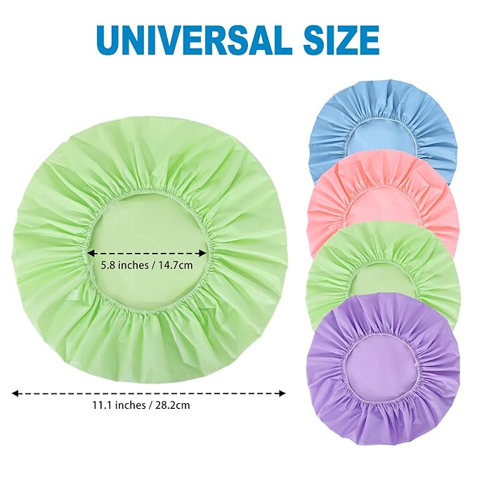 12 PCS Shower Cap, Bath Cap for Women Reusable Waterproof | Double Side Water-resistant PEVA , Bath Accessories, Spa, Travel, Environmental Protection - (Purple+Pink+Blue+Green)
