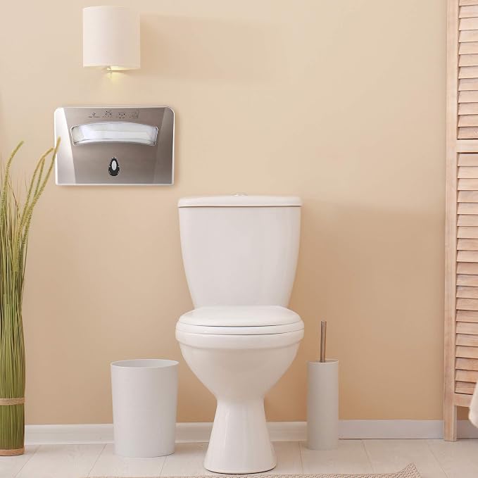 Toilet Seat Cover Dispenser by Oasis Creations –Wall Mount – Heavy Duty Commercial or Residential – Gold