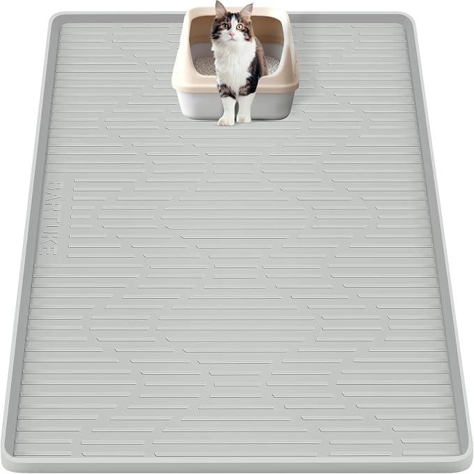 Silicone Cat Litter Box Mat 32"x 22" Extra Large Cat Rubber Mat | Cat Mat for Litter Box, Non-Slip, Waterproof Cat Litter Trapping Mat with Raised Edge, Kitty Litter Mat for Floor, Easy Clean