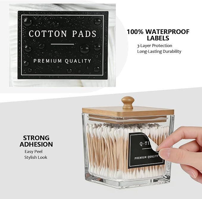 eggs sound 2 Pack Qtip Holder Dispenser for Bathroom, Thick Glass Apothecary Jars, Bathroom Organizer Containers for Cotton Balls, Swabs, Pads, Floss Picks, Canisters with Bamboo Lids
