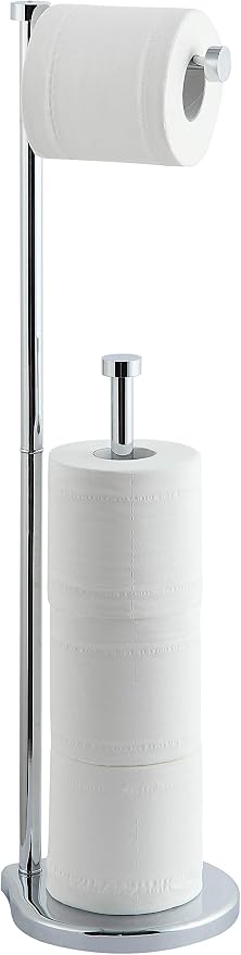 SunnyPoint Free Standing Bathroom Toilet Paper Holder Stand with Reserve, Reserve Area has Enough Space for Jumbo Roll (Chrome)