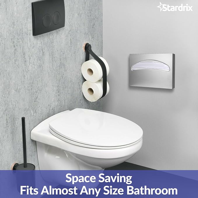 Stardrix Stainless Steel Toilet Seat Cover Dispenser, Wall Mount Single or 1/2 Fold Large Capacity Toilet Seat Covers Holder for Commercial and Residential, Brushed