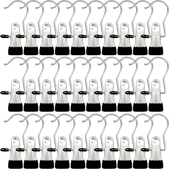 Boot Hangers for Closet, 100 Pack Hanging Clips Hook Clothes Pins for Laundry, Hanger Clips Towel Clips Boot Organizer for Home and Travel, Clothespins Clip Hangers for Pants Hats Socks Gloves