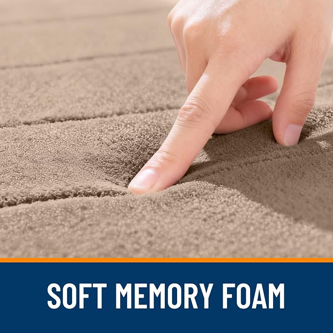OLANLY Memory Foam Long Bathroom Rugs Runner 44x20, Super Soft Absorbent | Tan, Quick Dry Bath Mat, Machine Washable Shower Floor Rugs, Bathmat Carpet for Bathroom Floor, Tub and Shower