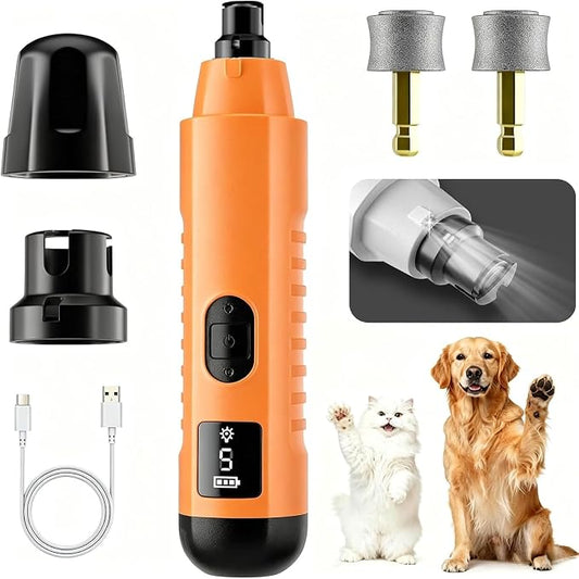 Quiet Pet Nail Grinder with LED Light, 5-Speed Adjustable Dog Nail Grooming Tool for Home Grooming of Small Medium Large Pets, USB Rechargeable