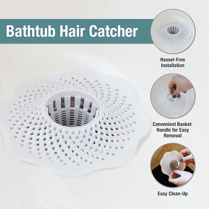 Danco Tub Hair Catcher & Strainer, Drain Clog Prevention (10306)