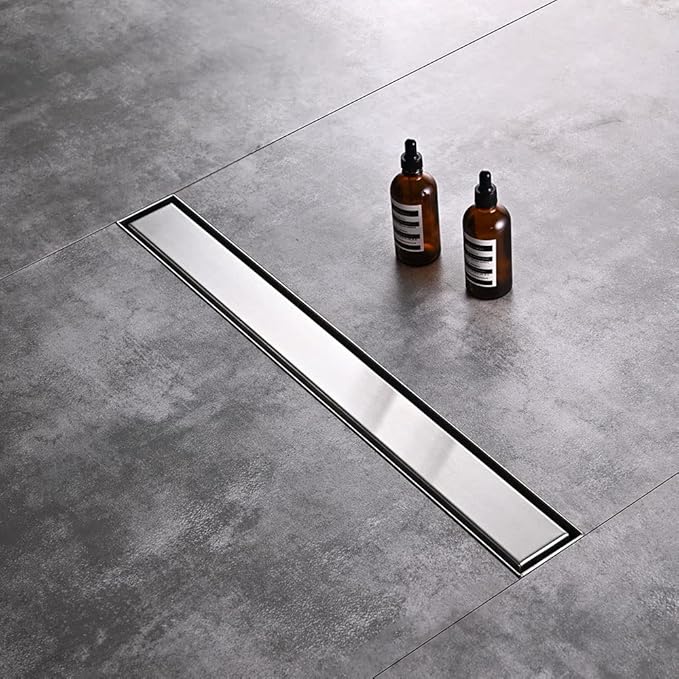 AVSIILE Linear Shower Floor Drain, 36 Inch Brushed Nickel 304 Stainless Steel Bathroom Drains Kit, Rectangular Shower Trench Drain with Reversable Tile-in Pattern Drain Cover & Hair Catcher
