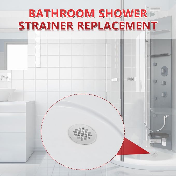 Enhon 4.25" OD Shower Drain Assembly, Snap in Shower Base Drain and Round Grid Strainer Cover, Fits 2 in. Schedule 40 ABS and PVC Pipes, Stainless Steel Cap, ABS Base(Silver,1 Pack)