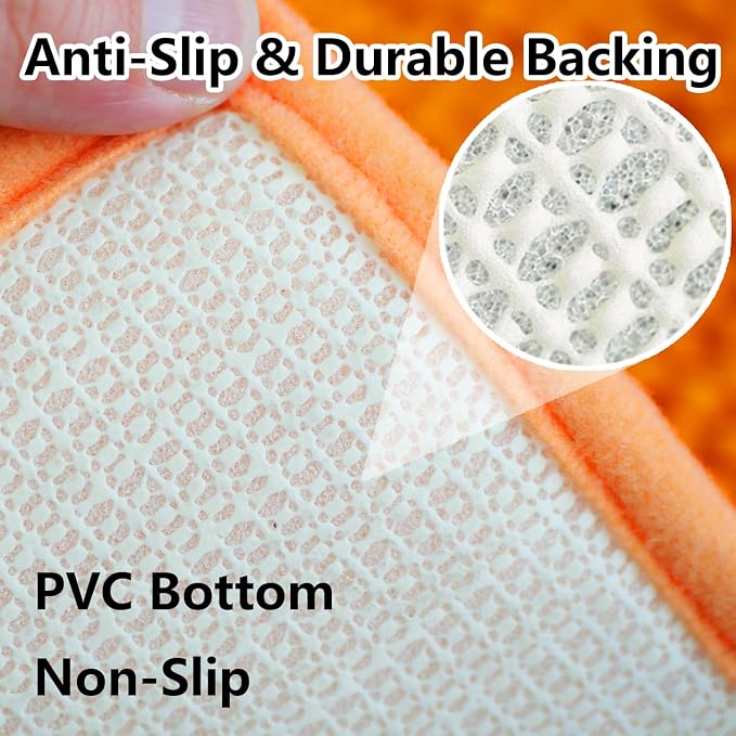 BOANKODU Bathroom Rugs Sets 2 Piece, Extra Soft Chenille Bath Mat Ultra Absorbent Bathroom Rug, Bathroom Mat with Non-Slip Bottom, Machine Washable Bath Rugs (20x32 Inch + 16x24 Inch, Orange)