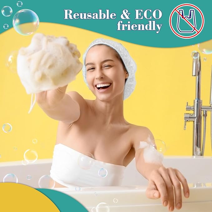 MAQIHAN 6 Shower Cap Reusable Waterproof - Unisex Plastic Shower Cap Plastic Caps Hair Treatment Deep Conditioning Hair Cap Shower Hair Care Bathing Cap Travel Essentials Washable Hair Cover Women Men