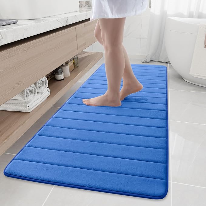 Buganda Memory Foam Bath Mat 70 x 24, Ultra Soft Absorbent Bathroom Rugs | Royal Blue, Machine Washable Quick Dry Bath Mats for Bathroom Floor, Shower and Tub, Home Decor Accessories