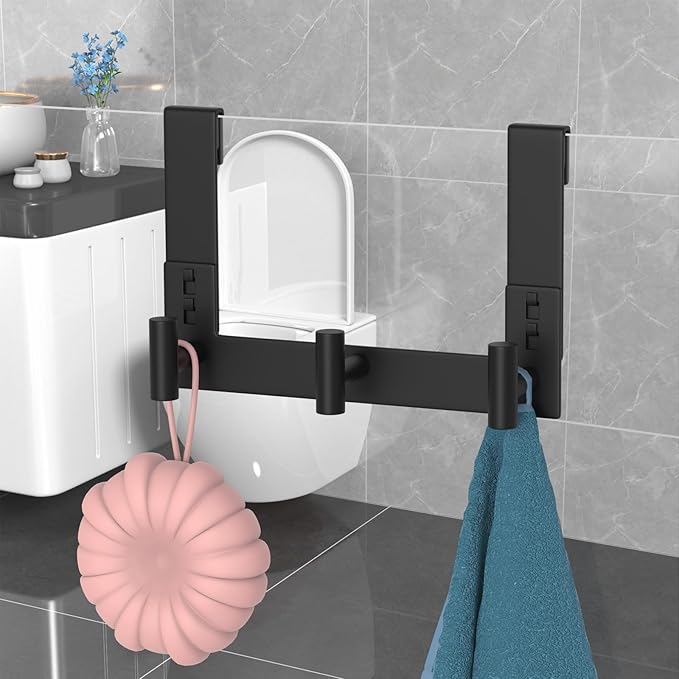WUIVIUT Over Glass Shower Door Hooks, Towel Racks for Bathroom, Fits 3/8" (10mm) Thick Shower Door, Heavy Duty Washroom Hooks for Robe, Coat (T Shape, 3 Hook)