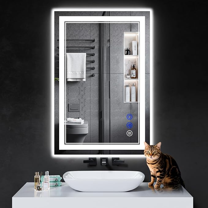 36"x24" LED Bathroom Mirror with Lights,Anti-Fog,3 Color Modes