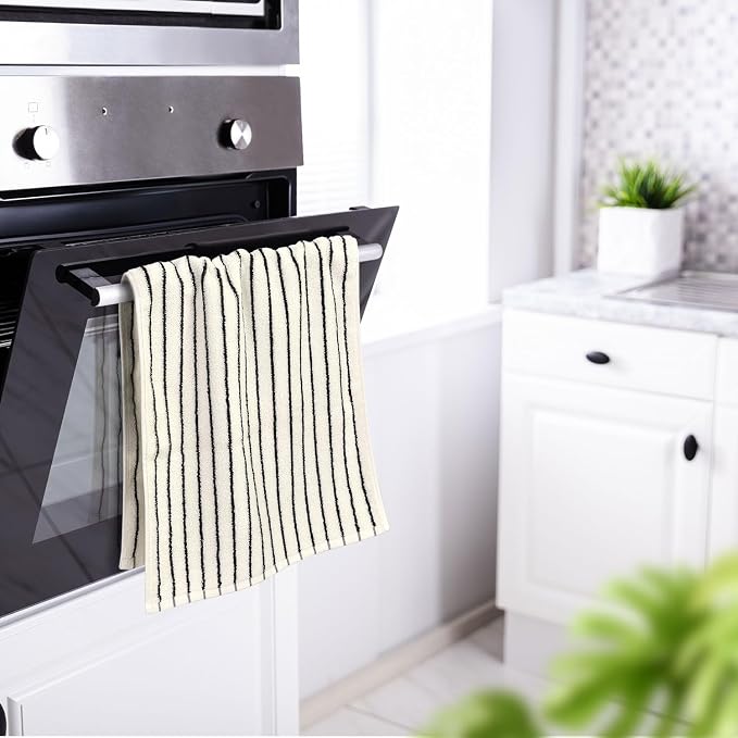 Black and White Striped Hand Towels for Bathroom, Vintage Kitchen Decor | Guest Use, Adults & Kids, Natural Cotton, 14” x 29”