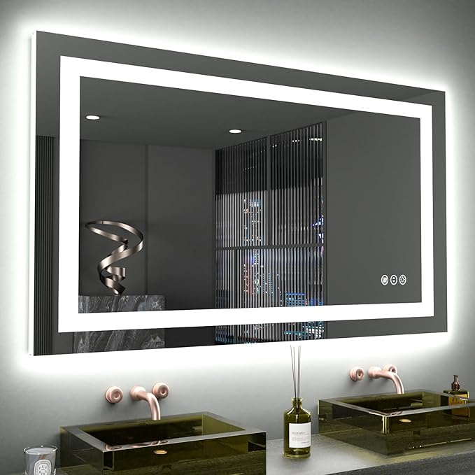 LOAAO 40"X24" LED Bathroom Mirror with Lights, UL Listed | Anti-Fog, Dimmable, 3 Color Temperature, Backlit + Front Lit, Memory Function, Tempered Glass