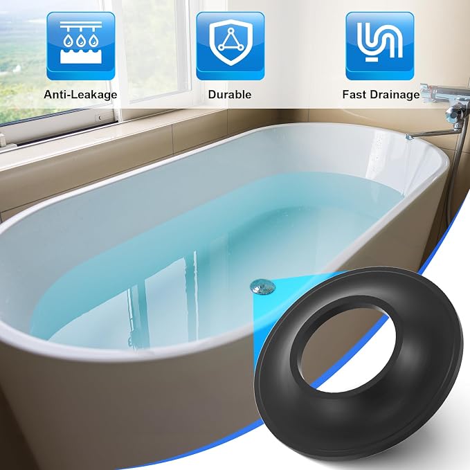 Dreyoo 5 Pack Tub Stopper Gasket for Tub Drain Assemblies, Replaces Stopper Bathtub Drain Gasket, for Tip Toe Style Bathtub Stoppers (2-1/16 in. x 1 in. x 1/4 in), Easy Installation