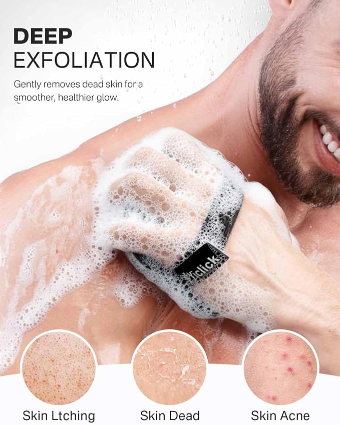 Exfoliating Body Scrubber (2 Pack), Body Exfoliator Scrubber, Exfoliating Sponge for Shower Bath, Shower Loofah Luffa Lufa with Handle, Dead Skin Exfoliator for Body Scrub, Men Women