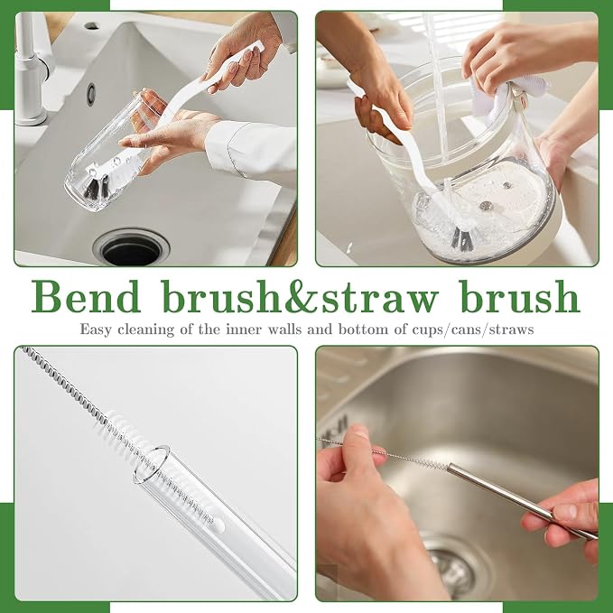 Crevice Cleaning Brush, Multifunctional Grout Brush and Straw Brush, 15 Pcs | Hard Bristle Scrub Brushes Tools; Non-Slip Handle; Hanging Hole; Multi-use for Cleaning Bathroom, Kitchen and Corners