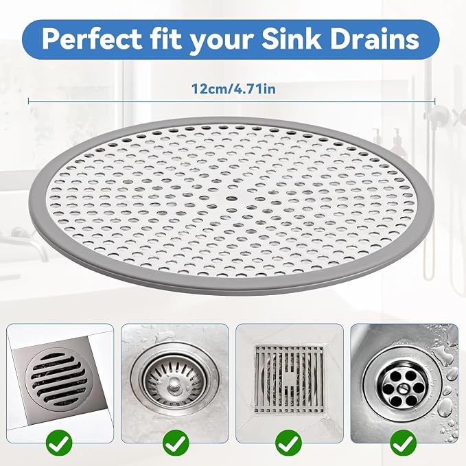 Shower Drain Hair Catcher,2pcs,Hair Catcher for Bathroom Drain,Sink,Bathtub | Tub Drain Cover Protector,Easy Installation Clean,Prevents Clogged For Bathroom/Kitchen/Laundry Room Floor Drain,Sink,Bathtub