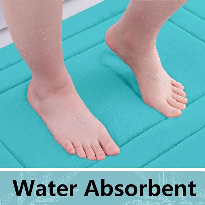 Arotive Memory Foam Bathroom Rug Mat 54x24, Ultra Soft and Absorbent Bath Mat, Machine Wash Dry, Comfortable Bath Rug Carpet for Bathroom Floor, Tub and Shower, Teal