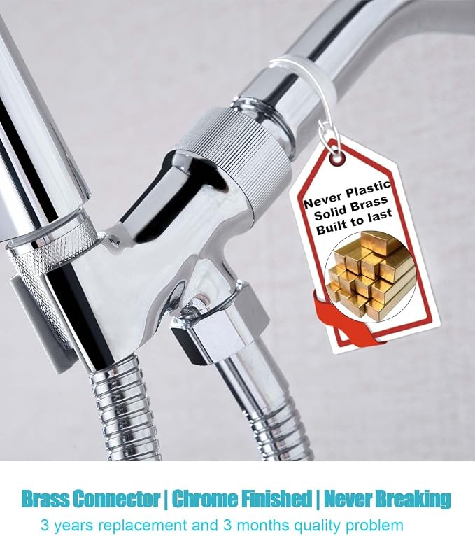 All Metal Handheld Shower Head Holders, 1/2" Shower Hose Holder Fits Most Hand Showerheads, Brass Hand Held Shower Head Holder Adjustable Shower Arm Mount, Easy to Install(Chrome)