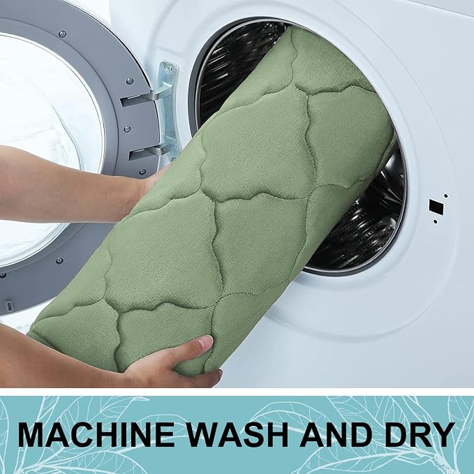 OLANLY Memory Foam Bath Mat Rug 30x20, Ultra Soft Bathroom Rugs, Sage Green | Thick Absorbent Carpet, Non-Slip Backing, Machine Washable, for Bathroom Floor, Tub, Shower and Home Decor Accessories