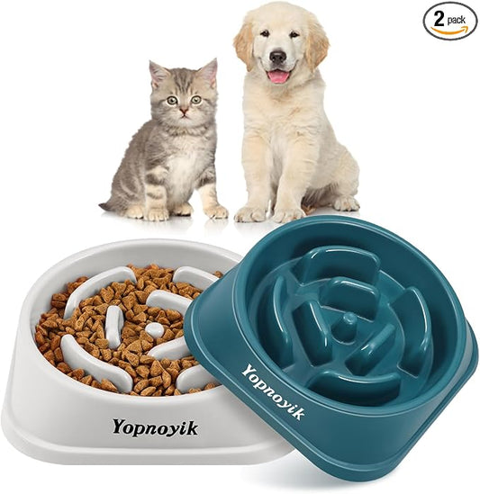 2 Pack Slow Feeder Dog Bowls for Small Dogs | Non-Slip Base, Anti-Choking Design, Reduces Bloating & Overeating, Easy to Clean, 1 Cup