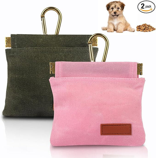 2Pcs Hands Free Dog Treat Pouches for Training, Walking and Outdoor Use | Dog Treat Bag with Carabiner, Hands Free, Auto Closing Pet Treat Pouch for Training,Walking, Hiking