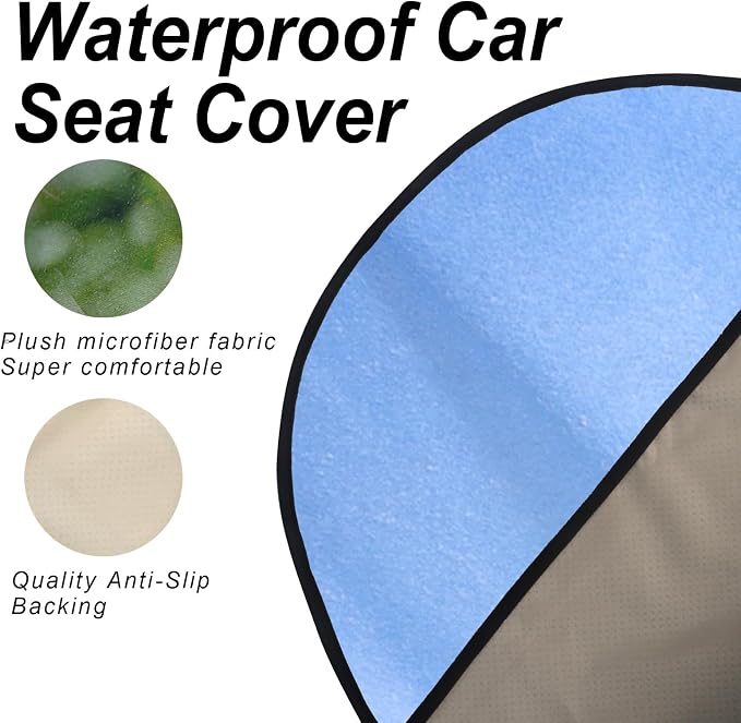 Car Seat Cover Protector Front Seats,for Gym Workout,Running,Swimming,Beach and Hiking,Waterproof Sweat Towel Bucket Seat Covers for Cars SUV Trucks (Dog Print, 2Pcs)