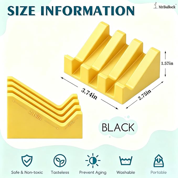 Self Draining Silicone Soap Dish Holder Waterfall Tray, 1 Pack Yellow | Waterfall design drains fast to keep soap dry, non-slip silicone base anti slide, soap saver for bathroom & kitchen