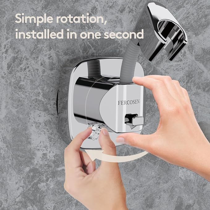 360° Swivel Shower Head Holder with Suction Cup | 10kg Load Capacity, Tool-Free Installation in Seconds | Removable and Rust-Resistant Shower Bracket (Black)