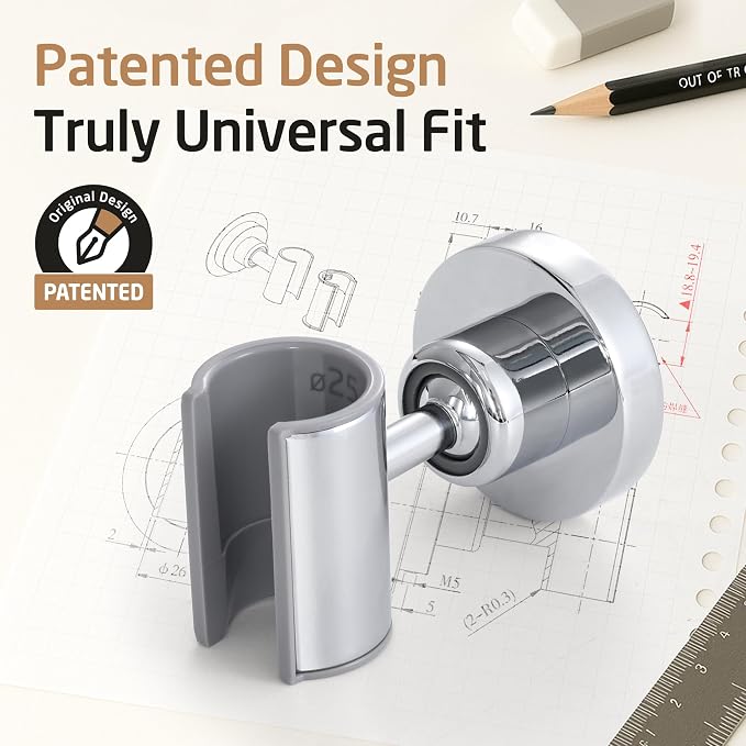 KES Universal Fit Shower Head Holder Adhesive for All Sizes Handheld Shower Head, Adjustable Shower Holder Head Wall Mount, Solid Metal Shower Wand Holder, Chrome C208DF-CH
